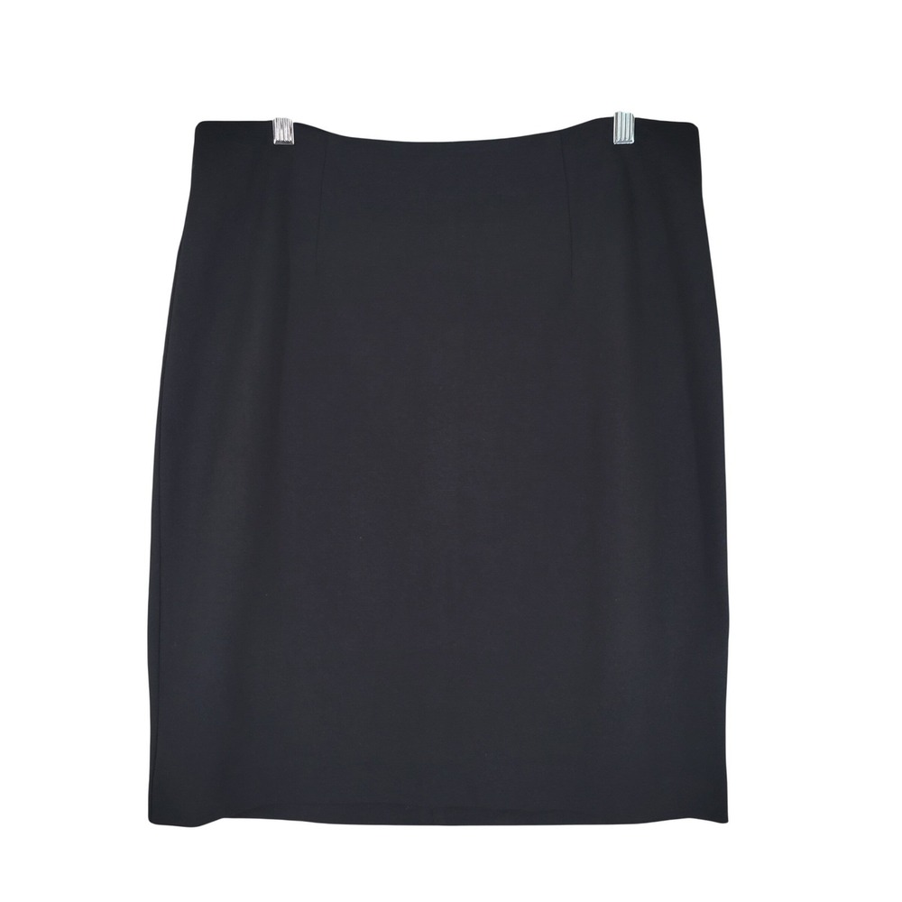 Chicos Pencil Skirt Womens 1.5 Black Stretch Exposed Back Zip Knee Length Office